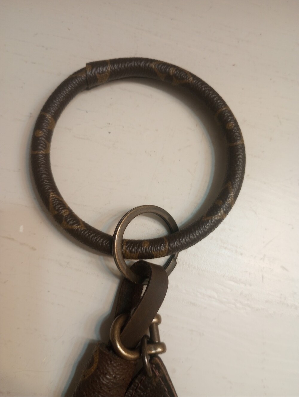 Upcycled Designer Inspired Key Chain Wristlet - Picture 3 of 5